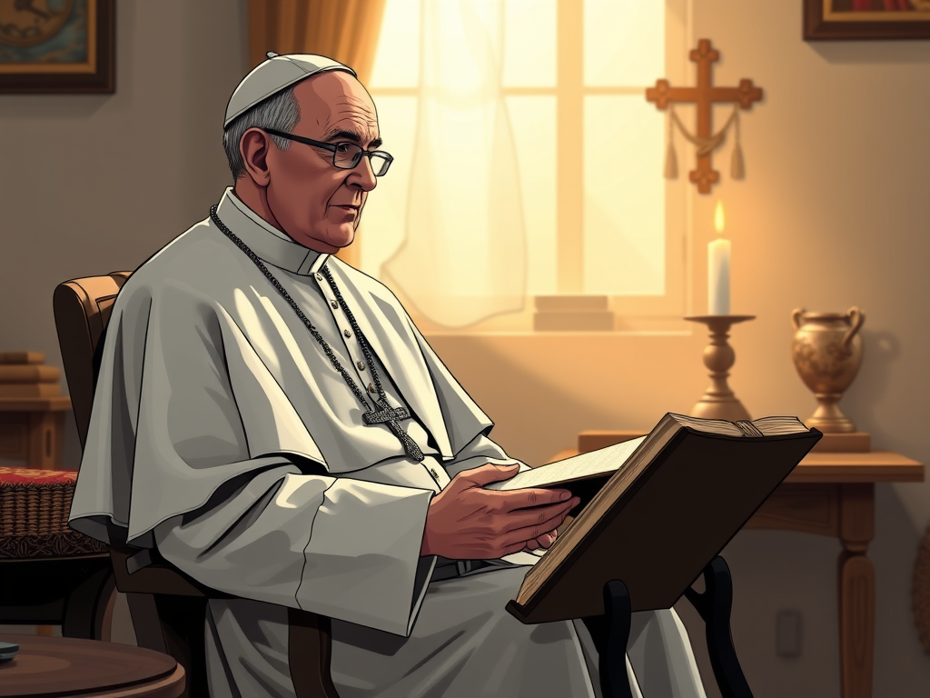 Top 10 Surprising Facts About the Pope's Daily Life - create a highly detailed high resolution image of the pope during