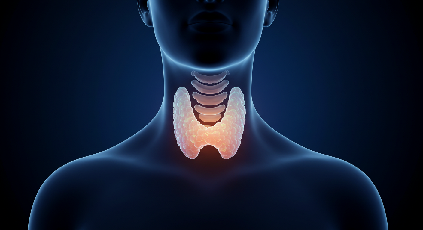 10 Signs of Thyroid Issues You Shouldn't Ignore - Zentara.blog Human silhouette with glowing thyroid gland and ten symptom icons."